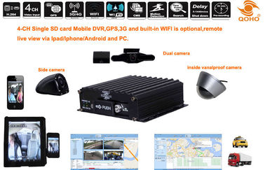 Security SD Mobile DVR 4 Channel GPS Tracking With Single SD Card